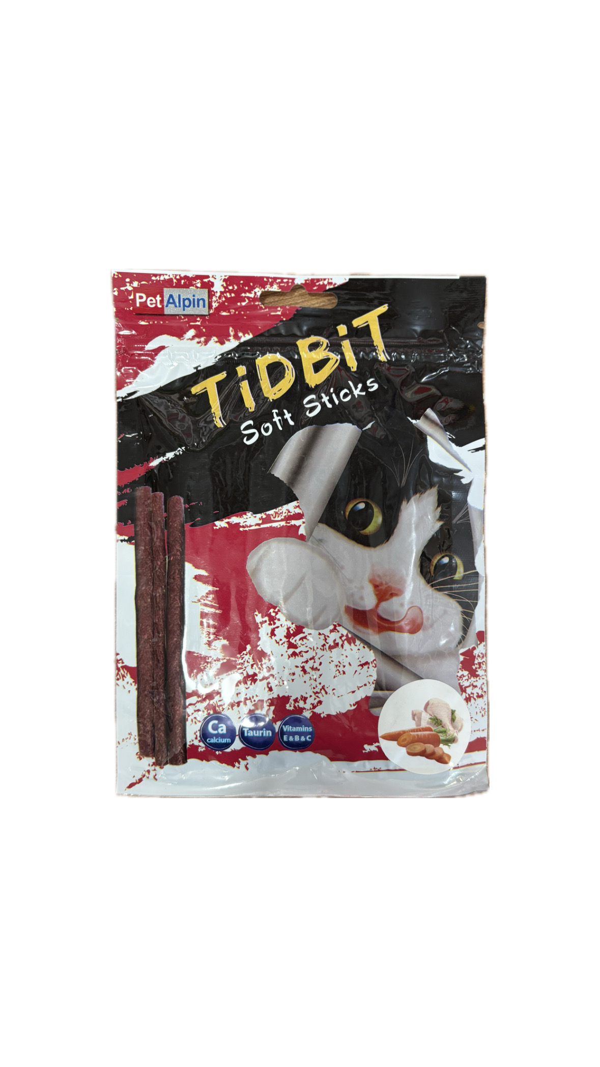 50B754D6-0A4E-4E48-8175-8415917F835C تشویقی مدادی گربه تیدبیت TID BIT طعم مرغ و هویج - Image 1